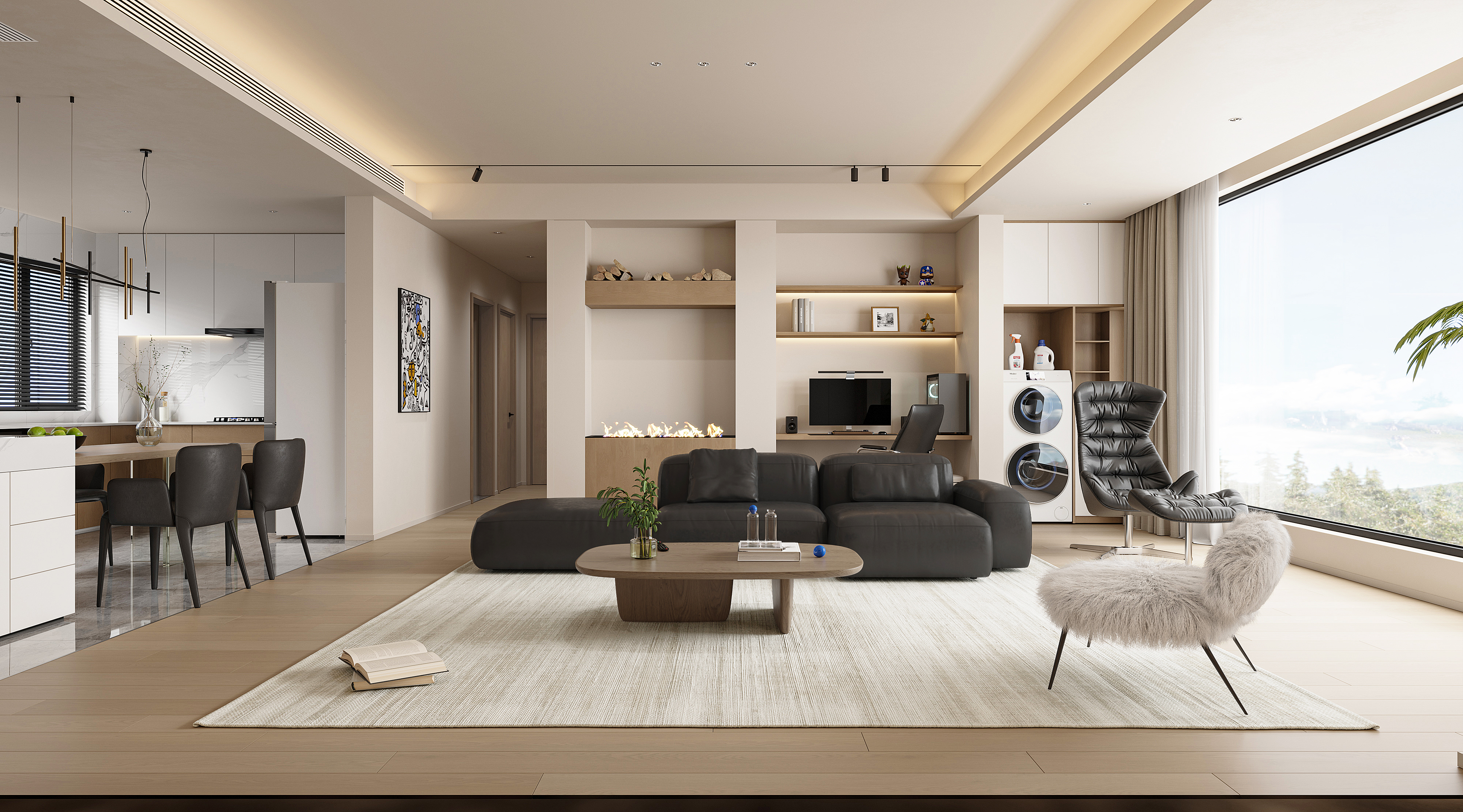 現代簡約風怎么裝？軌道壹號城110㎡案例交了滿分答卷