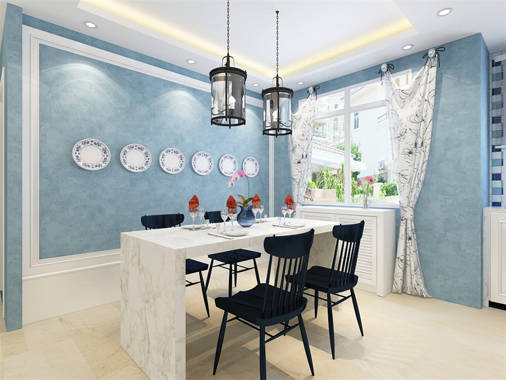 南寧華潤置地悅年華·潤府110平米地中海風(fēng)格案例效果圖