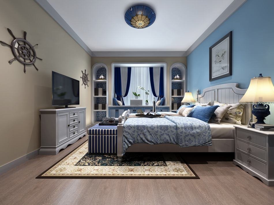 南寧金悅瀾灣70平米地中海風(fēng)格案例效果圖