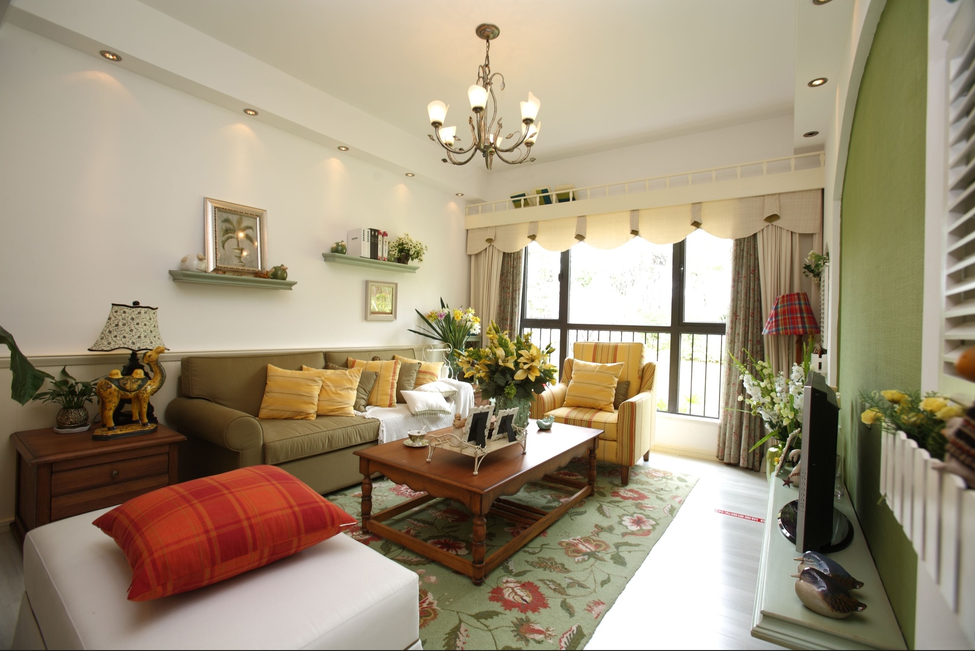 南寧陽光尚都81平米田園風(fēng)格裝修案例效果圖