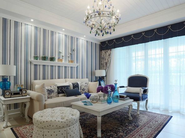 南寧檀府印象109平米地中海風(fēng)格案例效果圖