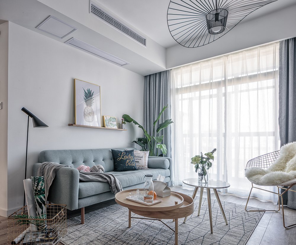 南寧陽光城麗景灣96平米北歐風(fēng)格裝修案例效果圖