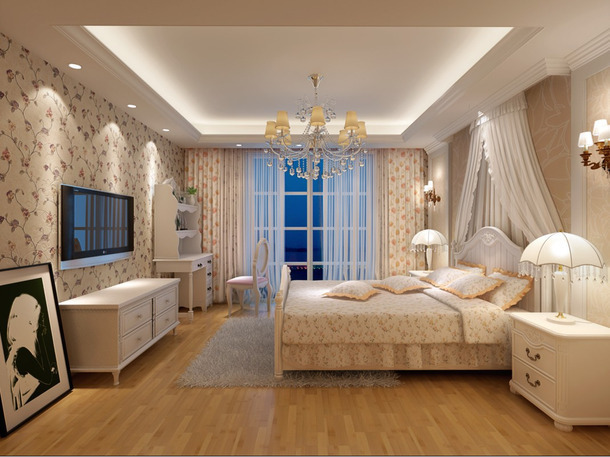 南寧富鳴陽光城108平米田園風(fēng)格案例效果圖