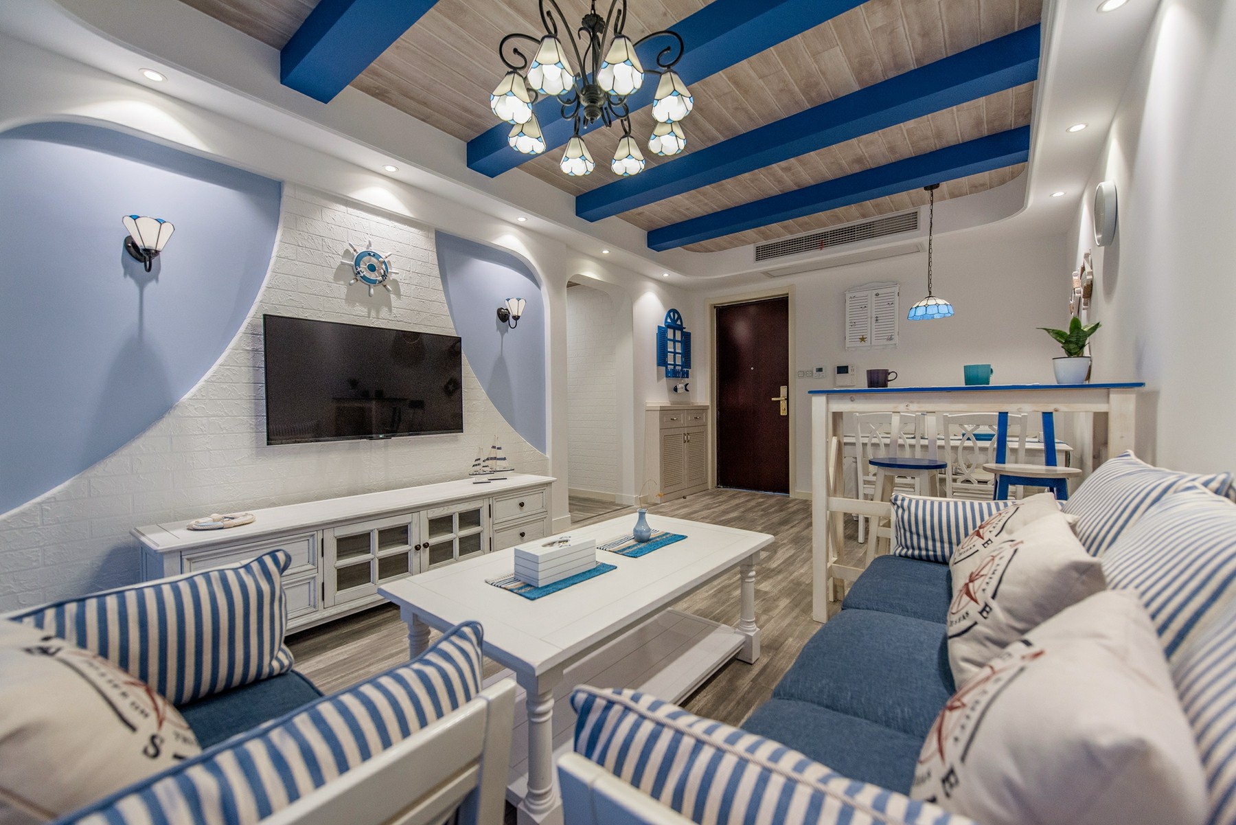 南寧瀚林山水源毛坯房89平米地中海風(fēng)格裝修案例效果圖