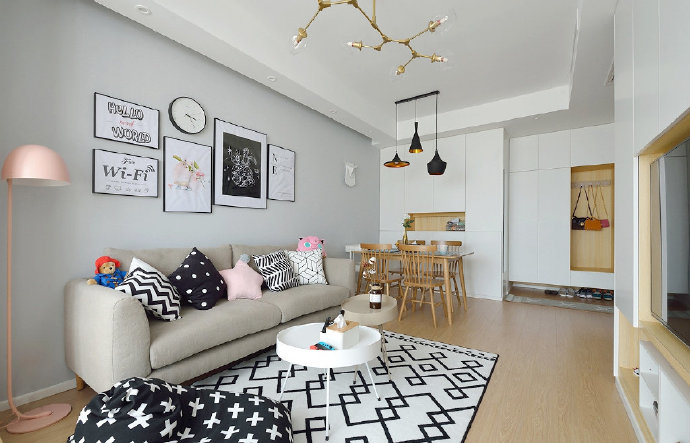 南寧龍光君悅華庭毛坯房75㎡現(xiàn)代風格裝修案例效果圖